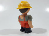 Lego Duplo Style Mini Construction Worker with Chest Hair 2 1/4" Tall Plastic Toy Figure