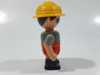 Lego Duplo Style Mini Construction Worker with Chest Hair 2 1/4" Tall Plastic Toy Figure