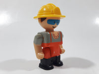 Lego Duplo Style Mini Construction Worker with Chest Hair 2 1/4" Tall Plastic Toy Figure