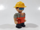 Lego Duplo Style Mini Construction Worker with Chest Hair 2 1/4" Tall Plastic Toy Figure