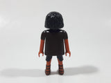 2008 Geobra Playmobil Black Haired Boy Black Bottoms Dark Brown Shirt Brown Laced Sandals 2 7/8" Tall Toy Figure