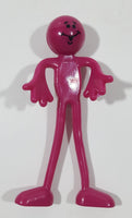 Hot Pink Smiley Face Character 3 3/4" Tall Bendable Rubber Toy Figure