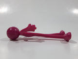 Hot Pink Smiley Face Character 3 3/4" Tall Bendable Rubber Toy Figure