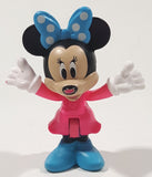 2016 Mattel Disney Junior Minnie Mouse Pink Dress Blue Bow Blue Shoes 3 1/4" Tall Toy Figure DTR37