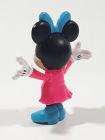 2016 Mattel Disney Junior Minnie Mouse Pink Dress Blue Bow Blue Shoes 3 1/4" Tall Toy Figure DTR37