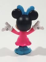 2016 Mattel Disney Junior Minnie Mouse Pink Dress Blue Bow Blue Shoes 3 1/4" Tall Toy Figure DTR37