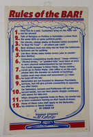 Vintage Rules of the Bar! Signed Al Koholic 11 1/4" x 17 1/4" Plastic Novelty Sign