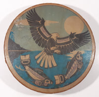 Clarence A. Wells Port Simpson, B.C. Aboriginal Art Eagle and Salmon Deer Hide Rimmed Drum Print