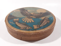 Clarence A. Wells Port Simpson, B.C. Aboriginal Art Eagle and Salmon Deer Hide Rimmed Drum Print