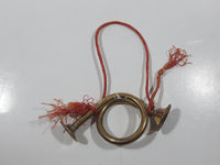 Brass French Horn Small 4" Wide Hanging Ornament with Tassels Made in India