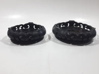 Black Painted Circular Shaped 4" and 4 3/4" Candle Holder Set Made in China