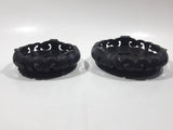 Black Painted Circular Shaped 4" and 4 3/4" Candle Holder Set Made in China