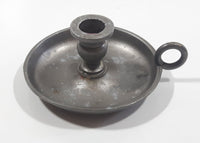 Vintage Pewter or Lead Small 3" Wide Candle Stick Holder with Handle