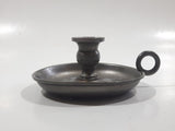 Vintage Pewter or Lead Small 3" Wide Candle Stick Holder with Handle