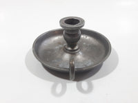 Vintage Pewter or Lead Small 3" Wide Candle Stick Holder with Handle