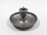 Vintage Pewter or Lead Small 3" Wide Candle Stick Holder with Handle