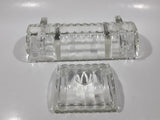 Vintage Footed 8 3/4" Long Glass Serving Dish with Center Lid