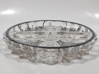 Vintage Lily Of The Valley Flower Pattern Silver Overlay 7" Wide Glass Serving Dish