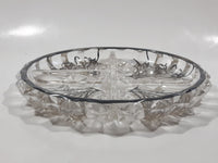 Vintage Lily Of The Valley Flower Pattern Silver Overlay 7" Wide Glass Serving Dish