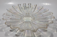 Vintage 1950s Federal Glass Clear Rainbow Iridescent Scalloped Celestial Pattern 9 1/2" Candy Dish Plate