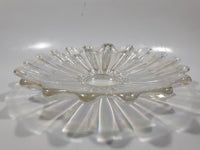 Vintage 1950s Federal Glass Clear Rainbow Iridescent Scalloped Celestial Pattern 9 1/2" Candy Dish Plate