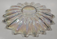 Vintage 1950s Federal Glass Clear Rainbow Iridescent Scalloped Celestial Pattern 9 1/2" Candy Dish Plate