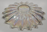Vintage 1950s Federal Glass Clear Rainbow Iridescent Scalloped Celestial Pattern 9 1/2" Candy Dish Plate