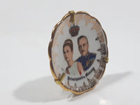 Vintage Principaute de Monaco Grace Kelly and Prince Rainier 2 1/8" Miniature Porcelain Plate Made in Monte Carlo