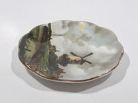 Vintage Dutch Windmill Themed Miniature 3" Gold Trimmed Fine Bone China Plate Made in England