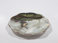 Vintage Dutch Windmill Themed Miniature 3" Gold Trimmed Fine Bone China Plate Made in England