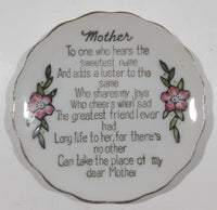 Vintage Giftcraft Mother Poem Flower Themed 3 1/4" Gold Trimmed Hand Painted Fine China Plate GE-343 / MF