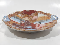 Vintage Japanese Highly Detailed 5 3/4" Hand Painted Plate with Handles