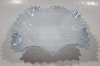 Vintage Indiana Style Sawtooth Edge Scalloped Iridescent Light Blue 7" x 7" Hobnail Milk Glass Candy Dish