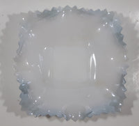 Vintage Indiana Style Sawtooth Edge Scalloped Iridescent Light Blue 7" x 7" Hobnail Milk Glass Candy Dish