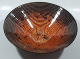 Orange and Black Circular Raised Texture 9 1/2" Painted Art Glass Bowl