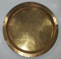 Vintage Japanese Man with Cane and Young Boy Large 17 1/4" Etched Brass Platter Plate