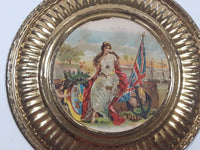 Vintage Queen Victoria Anchor Naval Beach Scene 8 1/8" Brass Toned Metal Plate