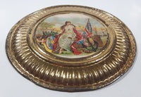 Vintage Queen Victoria Anchor Naval Beach Scene 8 1/8" Brass Toned Metal Plate