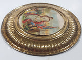 Vintage Queen Victoria Anchor Naval Beach Scene 8 1/8" Brass Toned Metal Plate