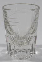 Vintage Dominion Glass 1 1/2 OZ Heavy Shot Glass Shooter with White Measuring Pour Lines and Triple Crowns