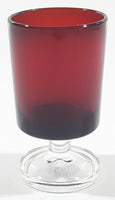 Vintage 1970s Luminarc Ruby Red with Clear Base Decanter Shot Glass Shooter Made in France