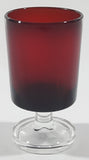 Vintage 1970s Luminarc Ruby Red with Clear Base Decanter Shot Glass Shooter Made in France