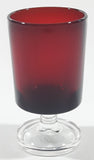 Vintage 1970s Luminarc Ruby Red with Clear Base Decanter Shot Glass Shooter Made in France