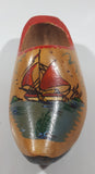 Vintage Holland Dutch Sailboat 7" Long Hand Painted Wood Clog Shoe