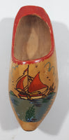 Vintage Holland Dutch Sailboat 7" Long Hand Painted Wood Clog Shoe