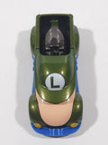 2016 Hot Wheels Super Mario Character Cars Luigi Metalflake Olive Green Die Cast Toy Race Car Vehicle