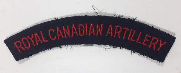 Royal Canadian Artillery Arched Shoulder Title Black with Red Letters 3/4" x 5" Fabric Patch Badge