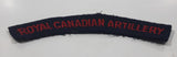 Royal Canadian Artillery Arched Shoulder Title Black with Red Letters 3/4" x 5" Fabric Patch Badge