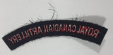 Royal Canadian Artillery Arched Shoulder Title Black with Red Letters 3/4" x 5" Fabric Patch Badge