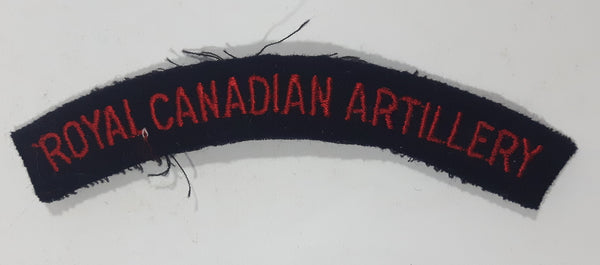 Royal Canadian Artillery Arched Shoulder Title Black with Red Letters 3/4" x 5" Fabric Patch Badge